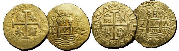 Lima 8 escudos Gold Cobs 1715 Fleet