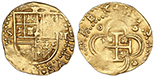 SPAIN, Seville, cob 2 escudos, Philip II, assayer Gothic D, NGC MS 63