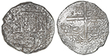 Potosi, Bolivia, cob 8 reales, Philip III, assayer not visible, Grade 4.