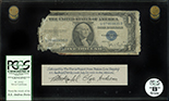 USA, $1 silver certificate, series 1935C, serial U07960835D, Julian-Snyder, PCGS Currency Grade B, with display box.