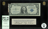 USA, $1 silver certificate, series 1935E, serial E69721971H, Priest-Humphrey, PCGS Currency Grade B, with display box, COA, and DVD.