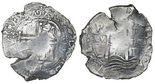 Potosi, Bolivia, cob 8 reales, 1671 E, NGC VF details / saltwater damage.