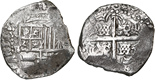 Potosi, Bolivia, cob 8 reales, Philip IV, assayer TR (ca. 1645). weight 27.00 grams. scarce. 