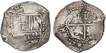 Potosi, Bolivia, cob 8 reales, 1650 O, with crowned-arms (Mastalir Asb) countermark on cross, rare, Mastalir Plate.