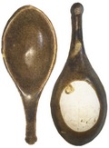 Small, intact, Chinese porcelain spoon from the Tek Sing (1822). Plain and unadorned (olive to brown in color) but fully intact, this type of simple spoons were among thousands of porcelains from this wreck originally sold by a German auction house (Nagel) in 2000,  very affordable for shipwreck artifacts!